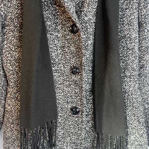 London Fog Tweed Wool Blend Peacoat w/ Scarf Single Breasted Size Large Classic - Picture 4 of 11